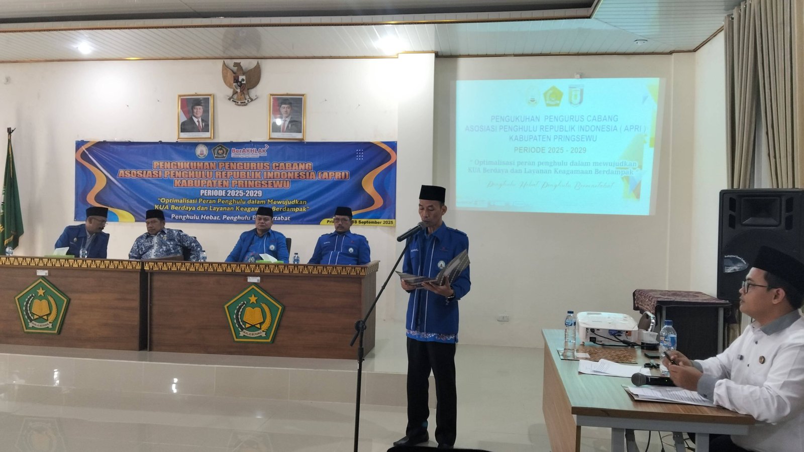 Sekretaris PW APRI Lampung Bacakan SK Pengurus Cabang Pringsewu