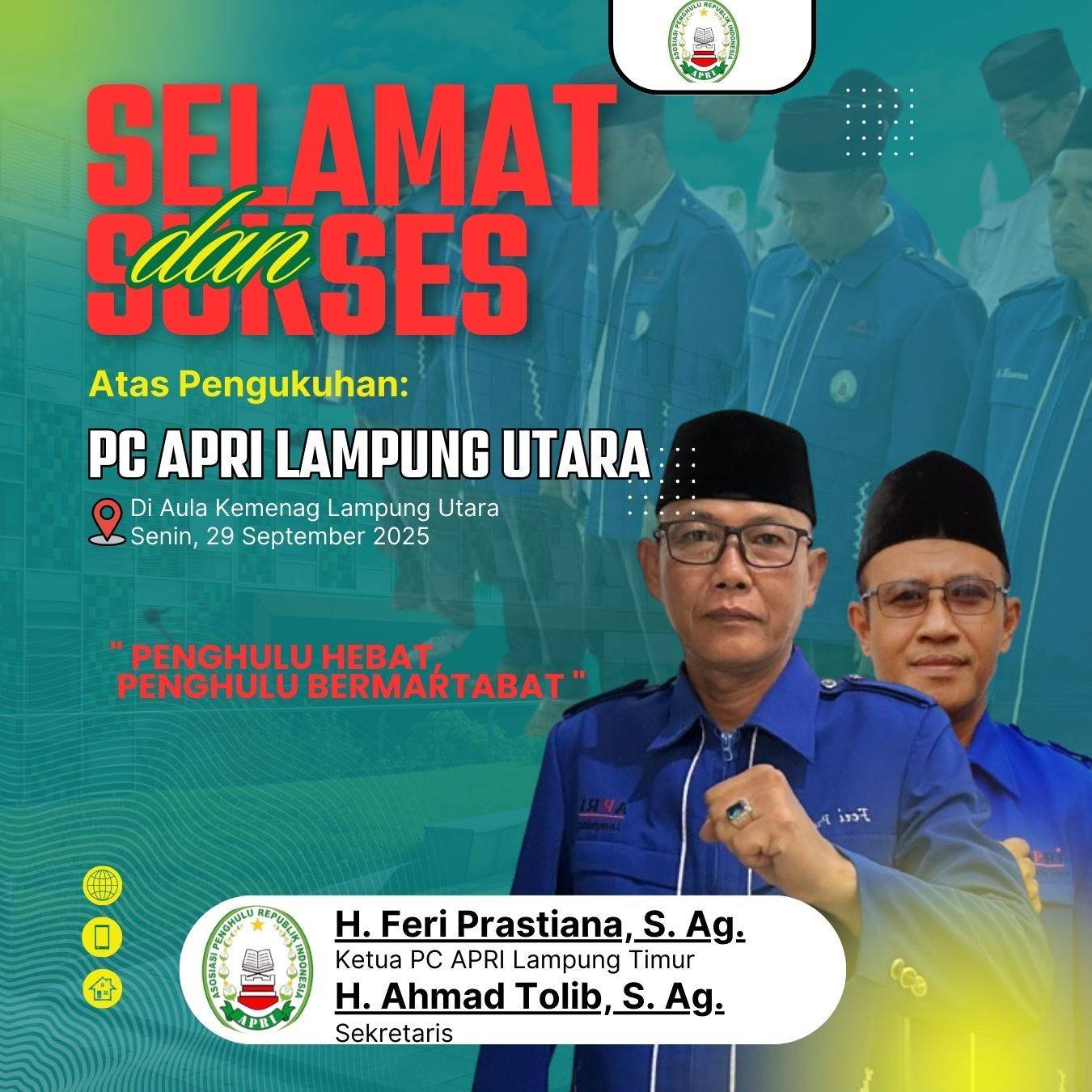 PC APRI Lampung Timur Ucapkan Selamat atas Pengukuhan PC APRI Lampung Utara
