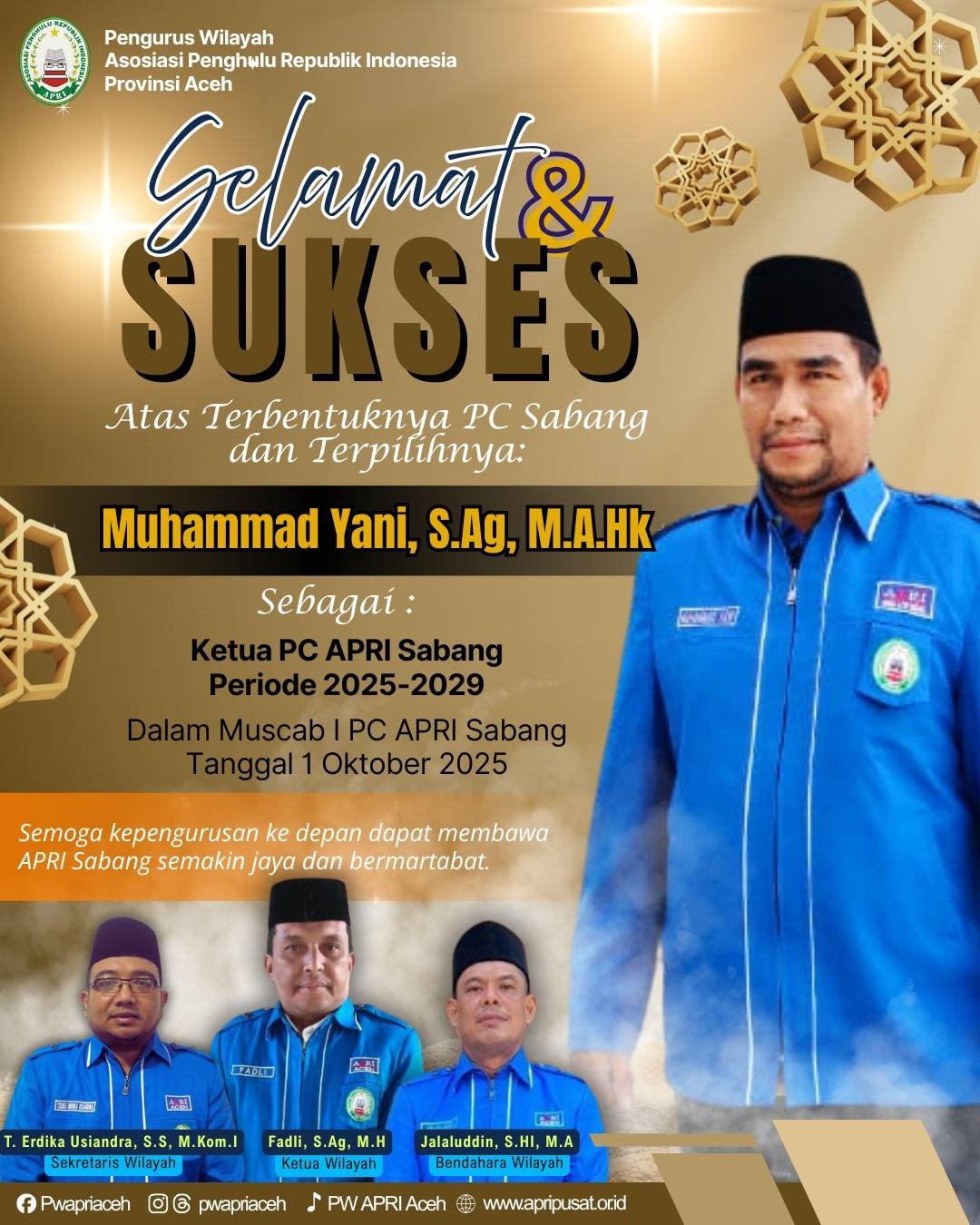 Terbentuknya PC APRI Kota Sabang Lengkapi Kepengurusan APRI di 23 Kabupaten/Kota se-Aceh