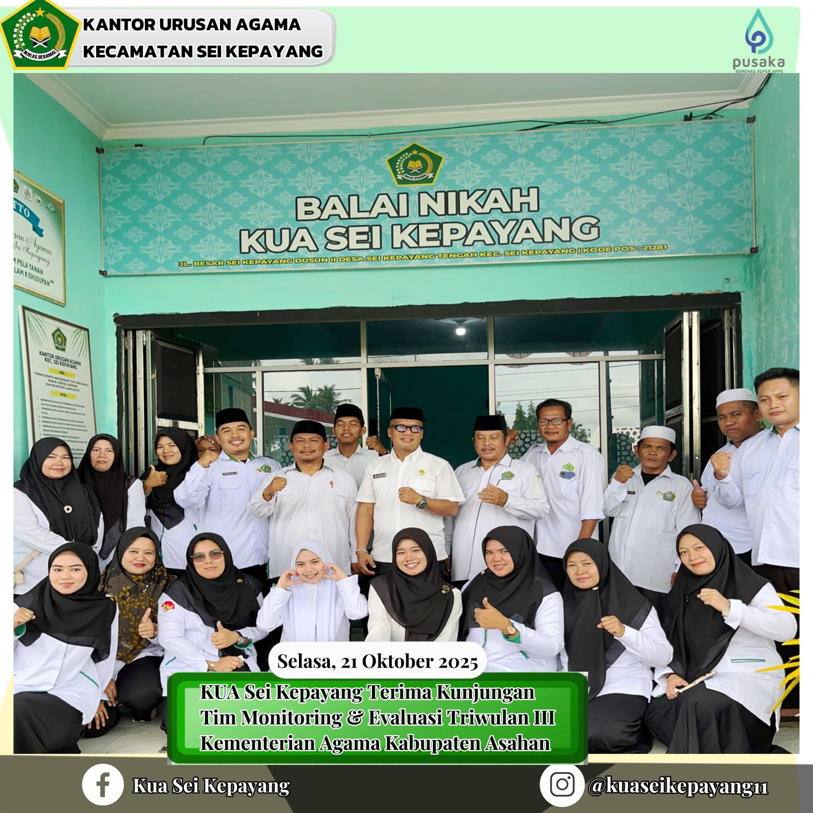 KUA Sei Kepayang Terima Kunjungan Tim Monitoring & Evaluasi Triwulan III Kemenag Asahan