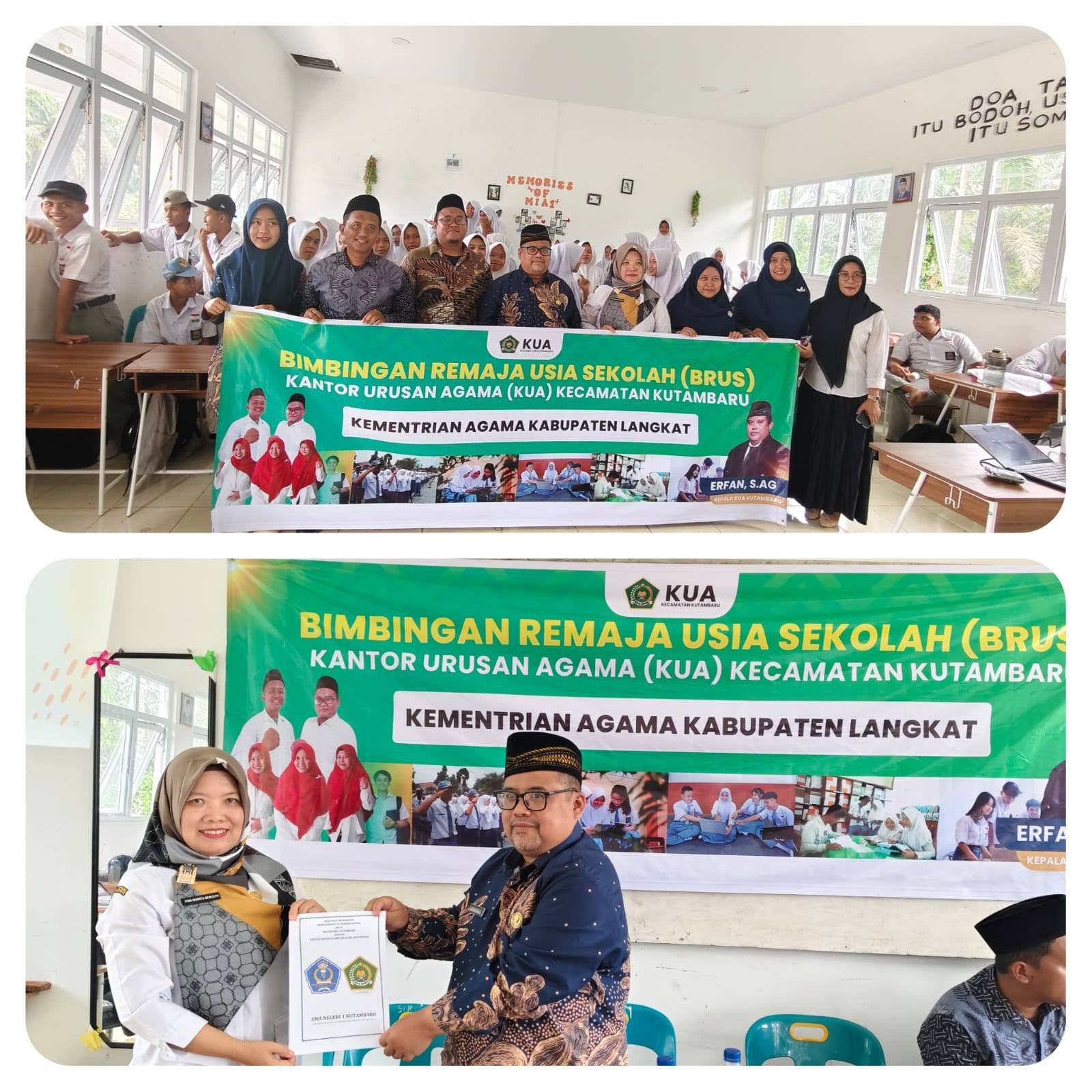 KUA Kutambaru dan SMAN 1 Kutambaru MoU Pembentukan Karakter Siswa dan Gelar BRUS