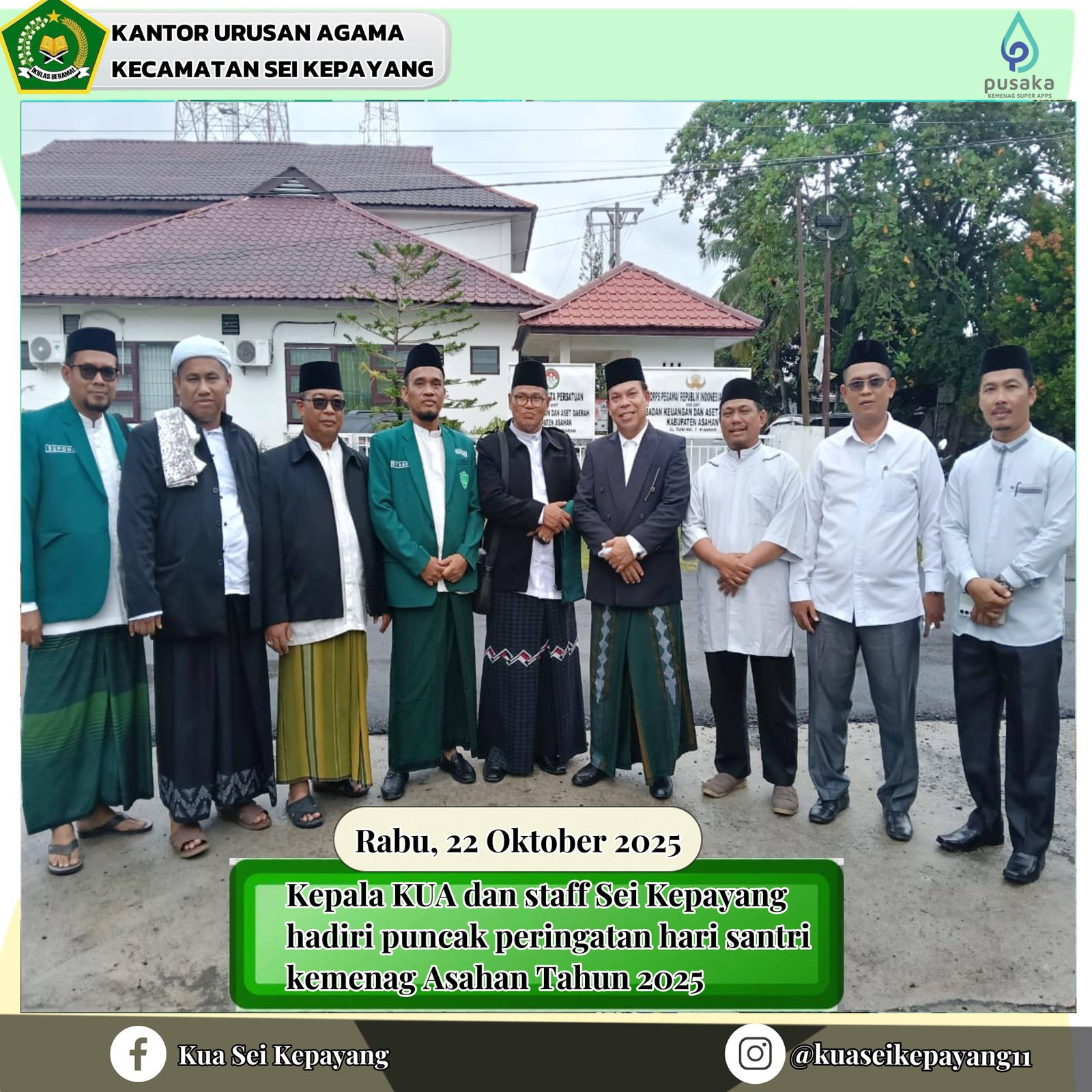 Kepala KUA dan Staf Sei Kepayang Hadiri Puncak Peringatan Hari Santri Kemenag Asahan 2025