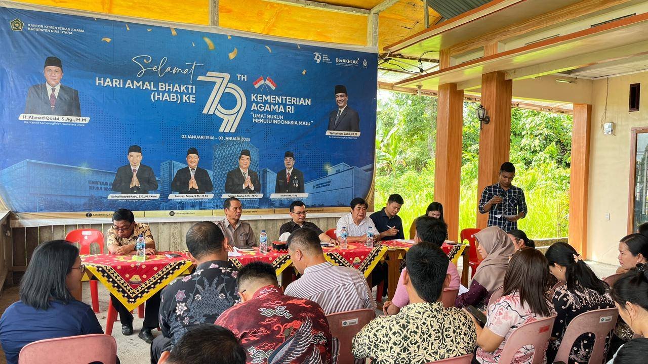 Kepala KUA Sawo Pimpin Rapat Perdana HAB Kemenag RI Ke-80 di Kemenag Nias Utara