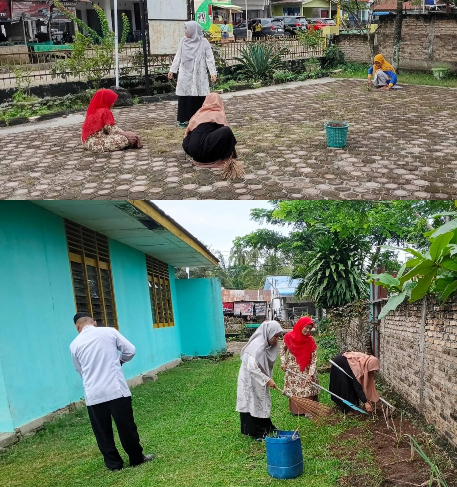 Wujudkan Lingkungan Sehat, Staf KUA Bosar Maligas Gelar Jum’at Bersih di Area Kantor