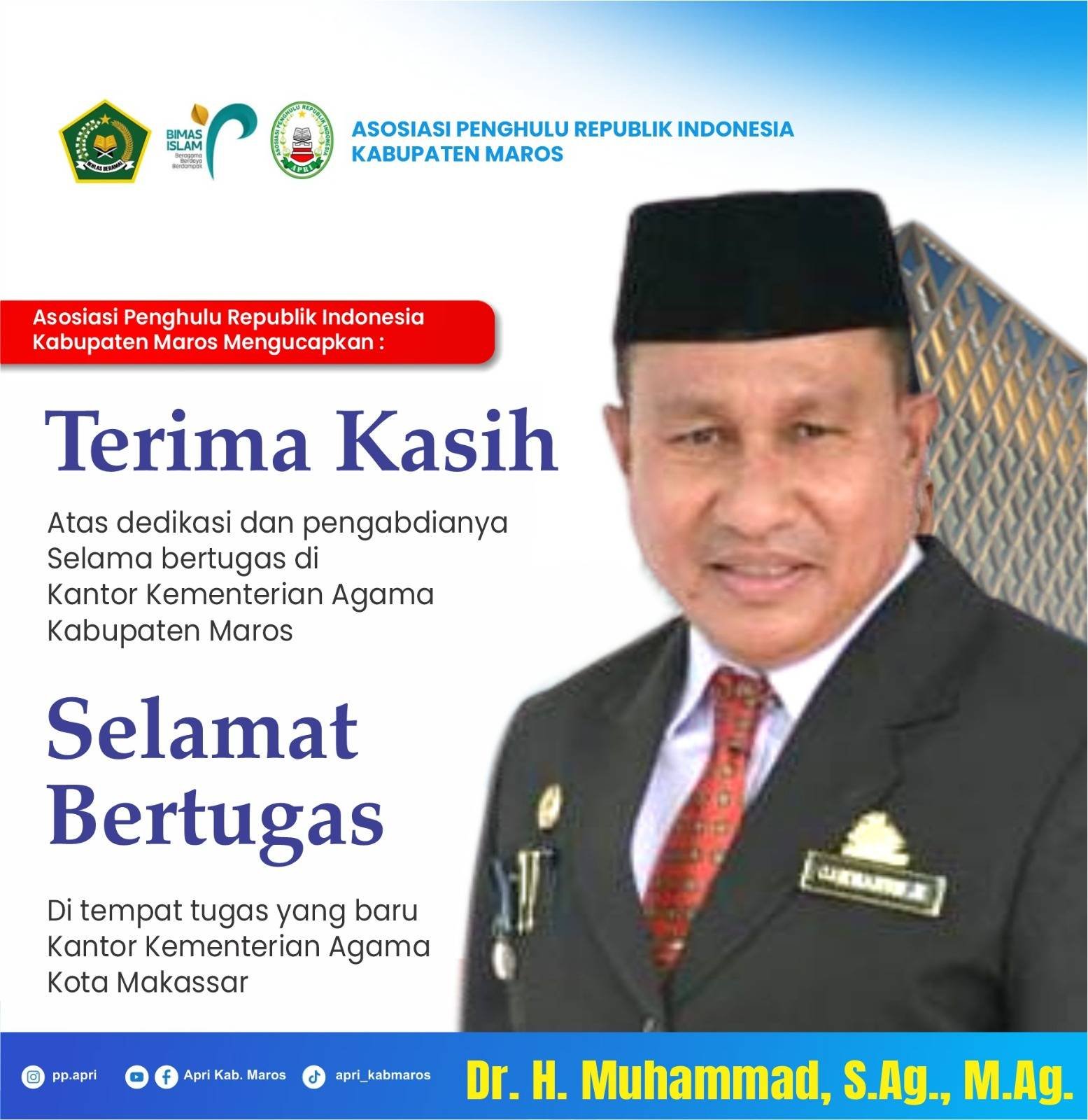 Terima Kasih Atas dedikasi dan pengabdianya Selama bertugas di Kantor Kementerian Agama Kabupaten Maros
