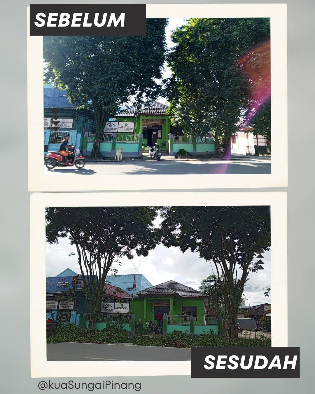 Pemotongan Ranting Pohon di Depan KUA Sungai Pinang oleh Dinas Lingkungan Hidup Kota Samarinda