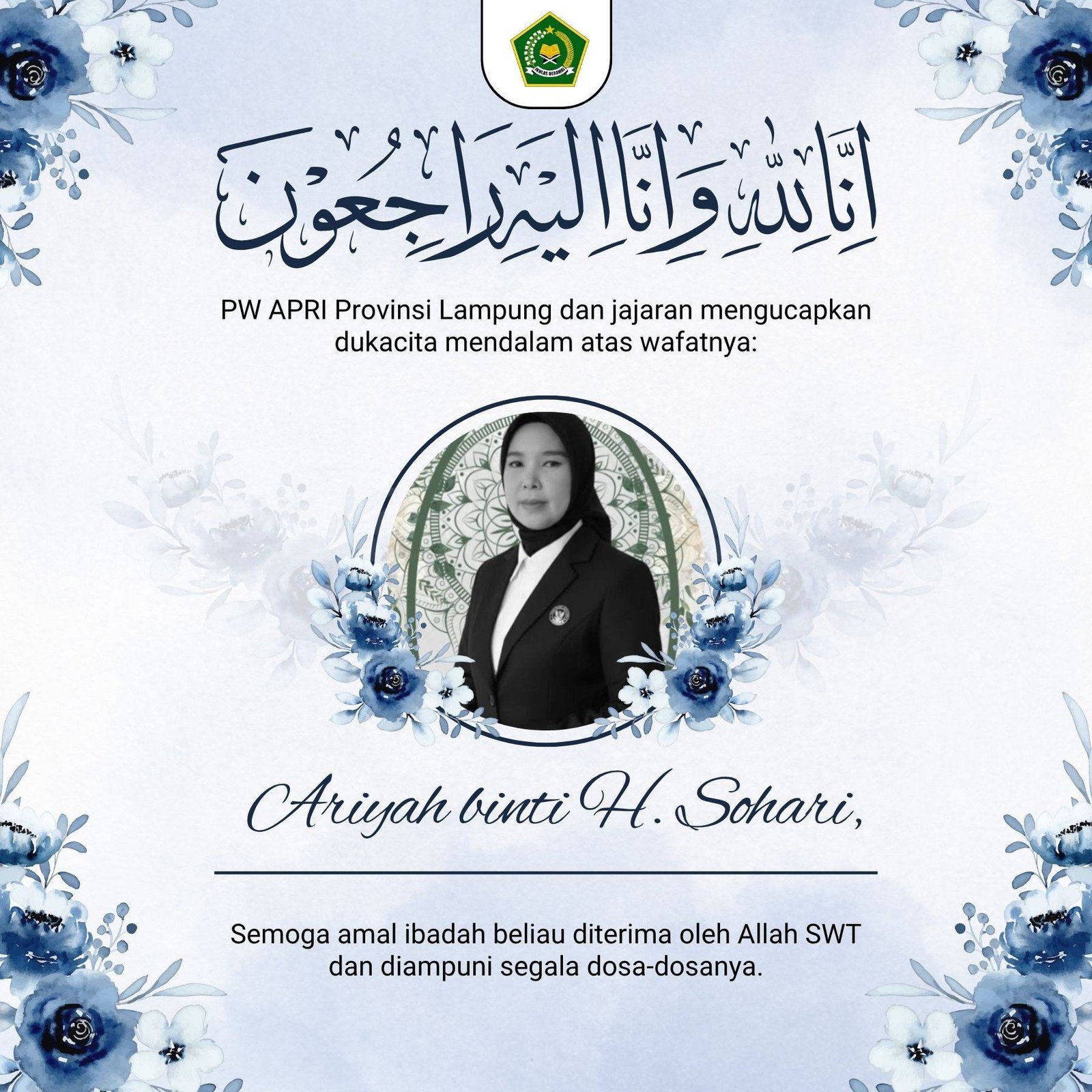 PW APRI Lampung Sampaikan Belasungkawa Mendalam