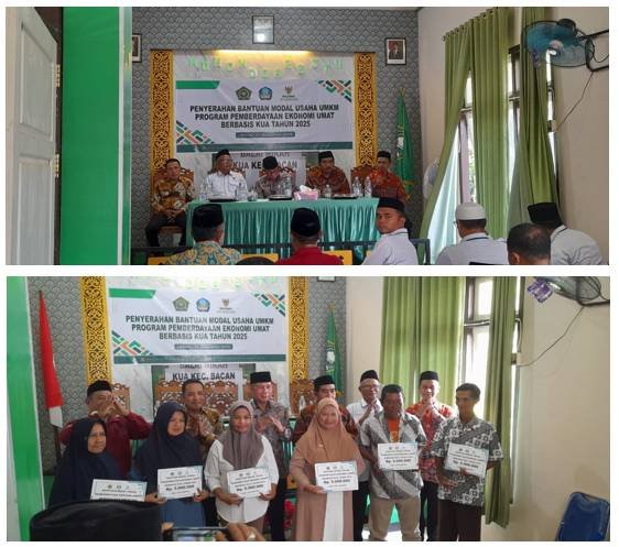 KUA Kecamatan Bacan dan BAZNAS Kabupaten Halmahera Selatan Berkolaborasi Salurkan Bantuan Modal Usaha UMKM
