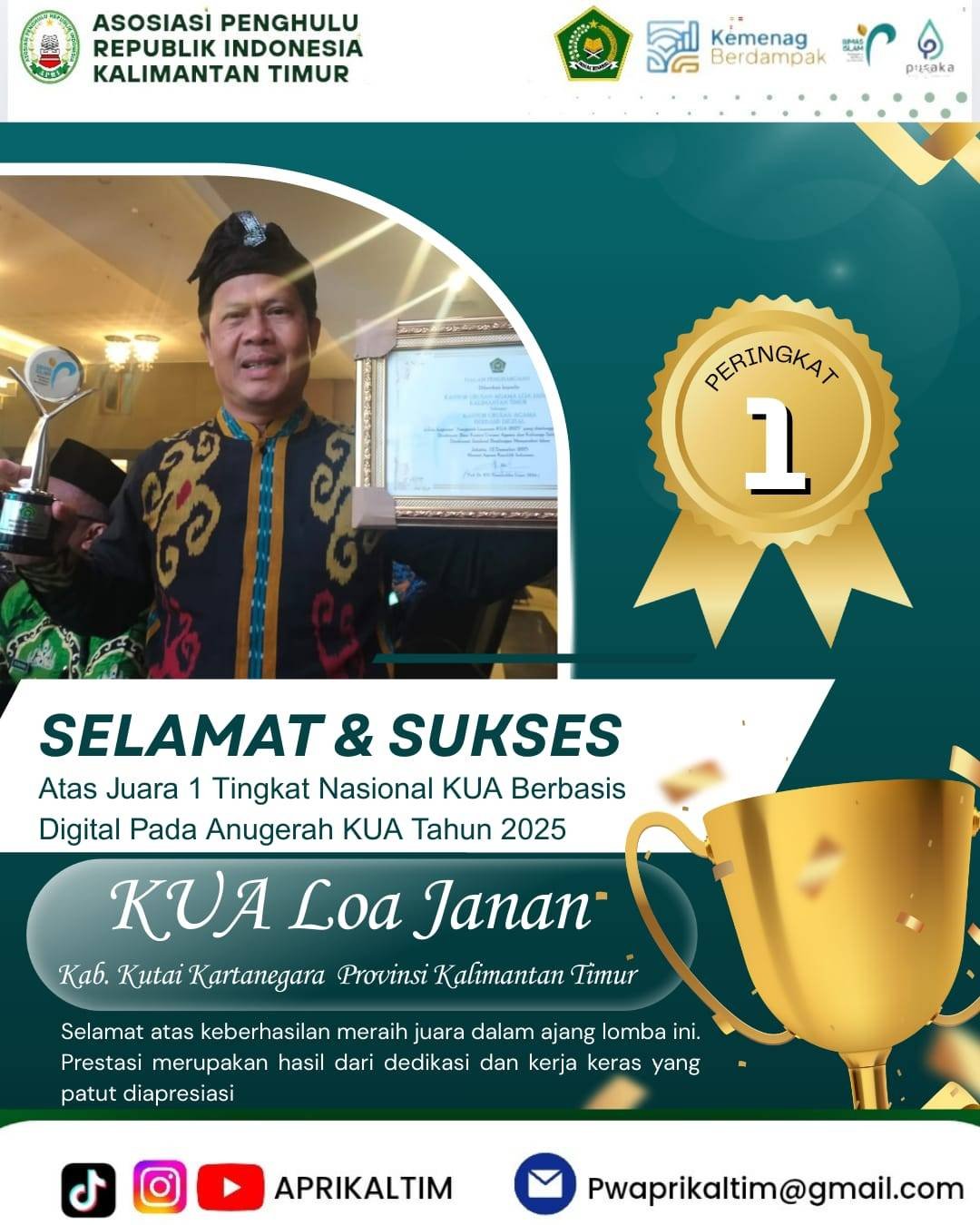 KUA PERWAKILAN KALTIM SABET JUARA NASIONAL