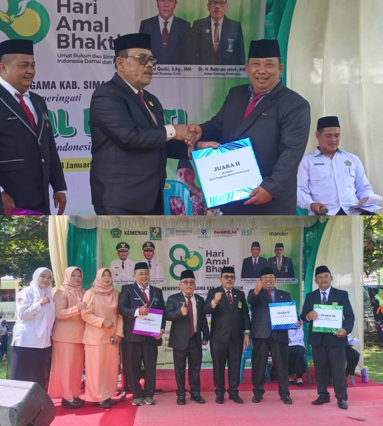 KUA Gunung Maligas Raih Penghargaan Penulisan Berita Terbaik II pada HAB Kemenag Simalungun