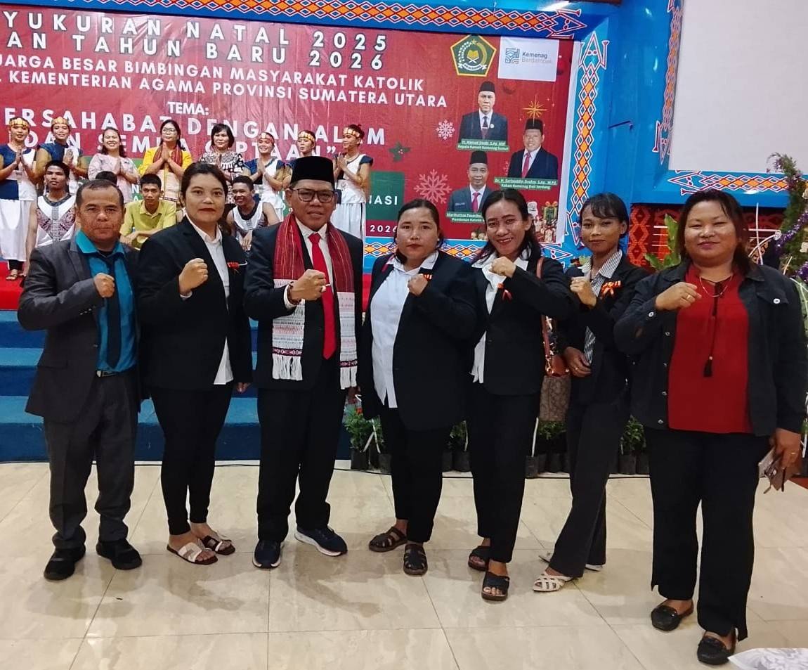 Merajut Rekonsiliasi, KUA STM Hilir Hadiri Syukuran Natal & Tahun Baru 2026 Bimas Katolik Kanwil Kemenag Sumut
