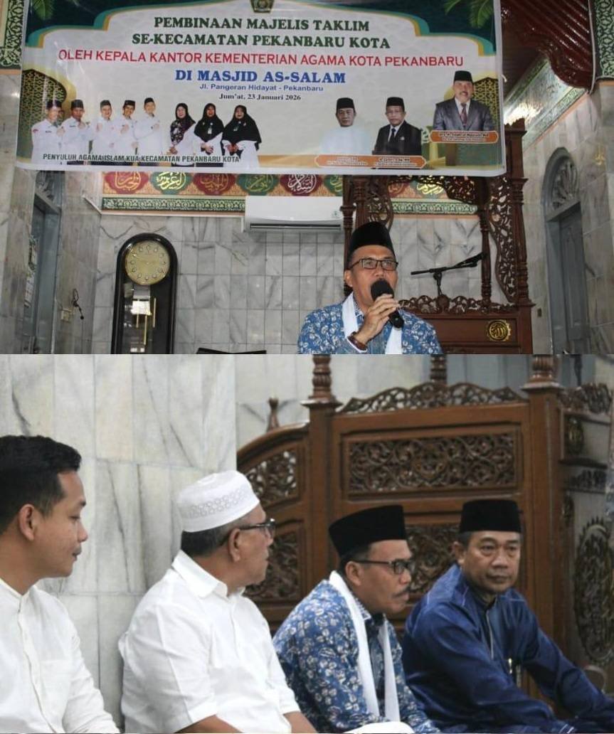 Ka. KUA Pekanbaru Kota Dampingi Ka. Kankemenag Dalam Pembinaan Majelis Taklim.