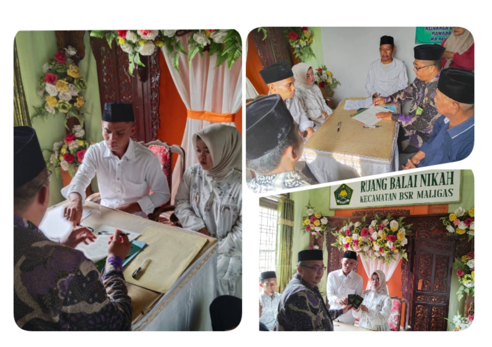 Akad Penuh Berkah, Ka. KUA Bosar Maligas Hadir Catat Pernikahan Warga di Kantor KUA