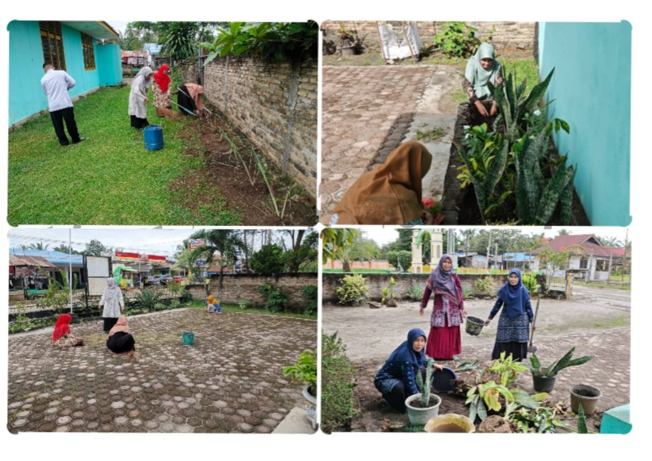 Semangat Jum’at Bersih: ASN Bersama KUA Bosar Maligas Gotong Royong Percantik Kantor