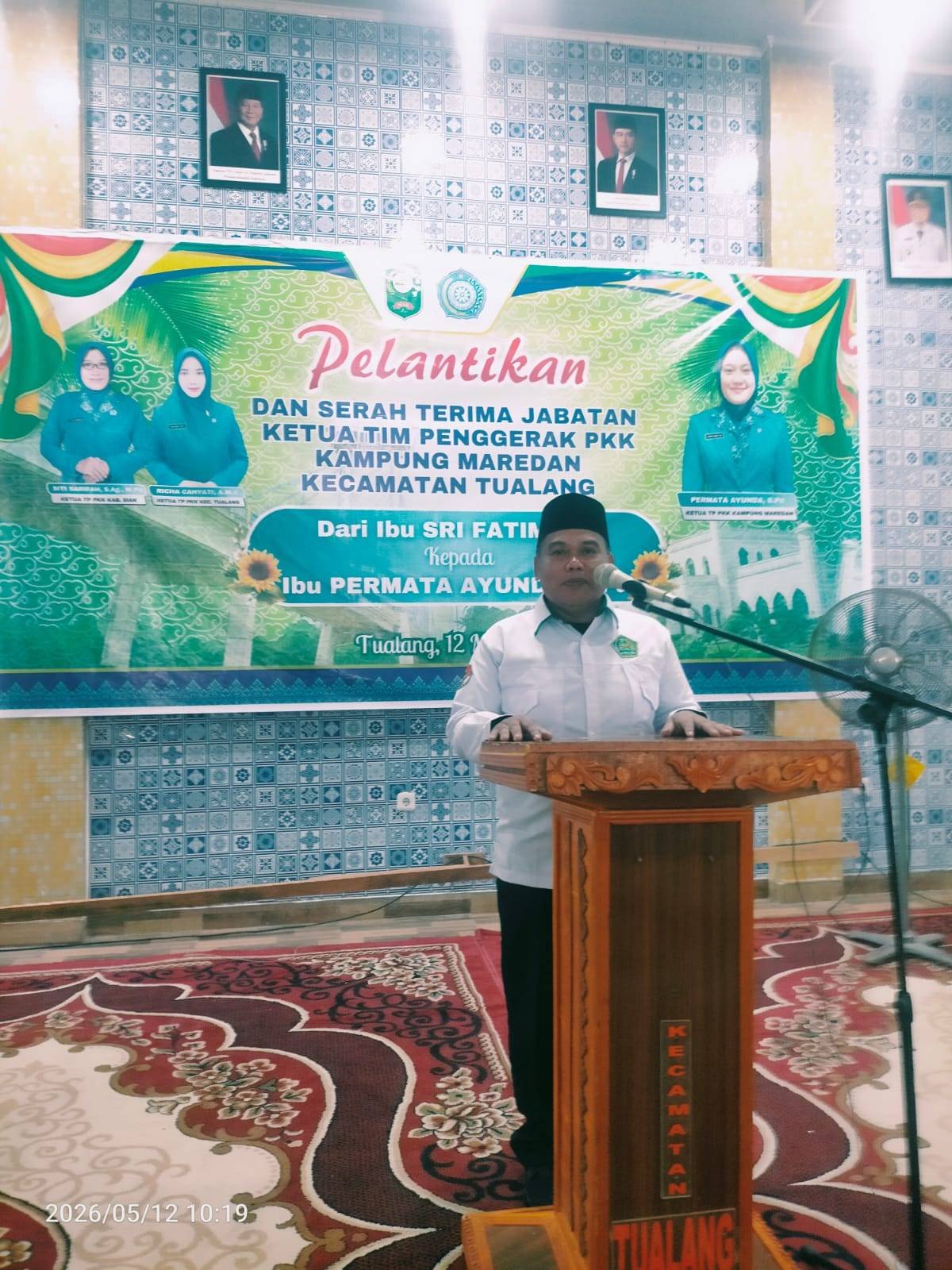 KUA TUALANG HADIRI PELANTIKAN DAN SERAH TERIMA JABATAN KETUA TIM PENGGERAK PKK KAMPUNG MAREDAN