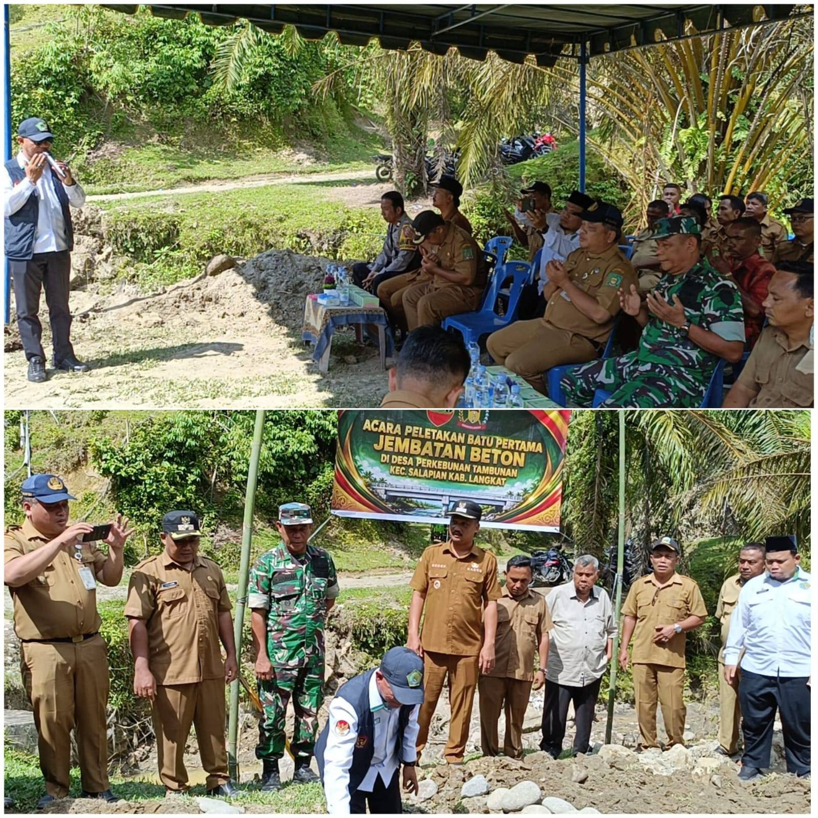 Kepala KUA Salapian Pimpin Doa dan ikut Peletakkan Batu Pertama Pembangunan Jembatan Beton Perkebunan Tambunan