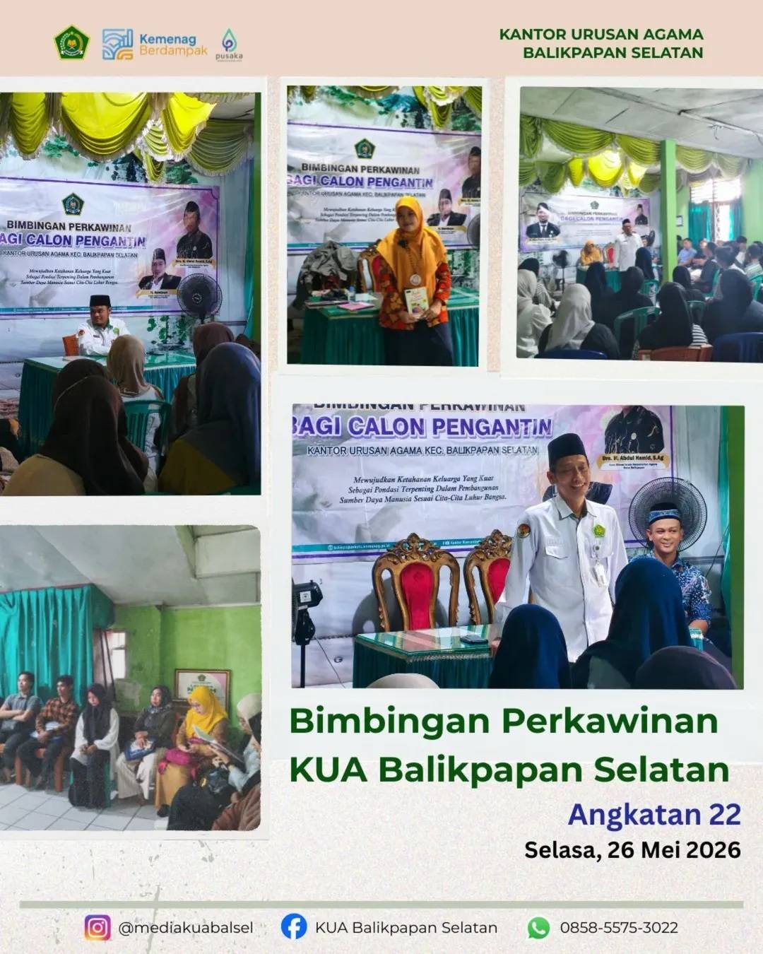Bekali Calon Pengantin, KUA Balikpapan Selatan Gelar Bimbingan Perkawinan Angakatan 22, Tahun 2026