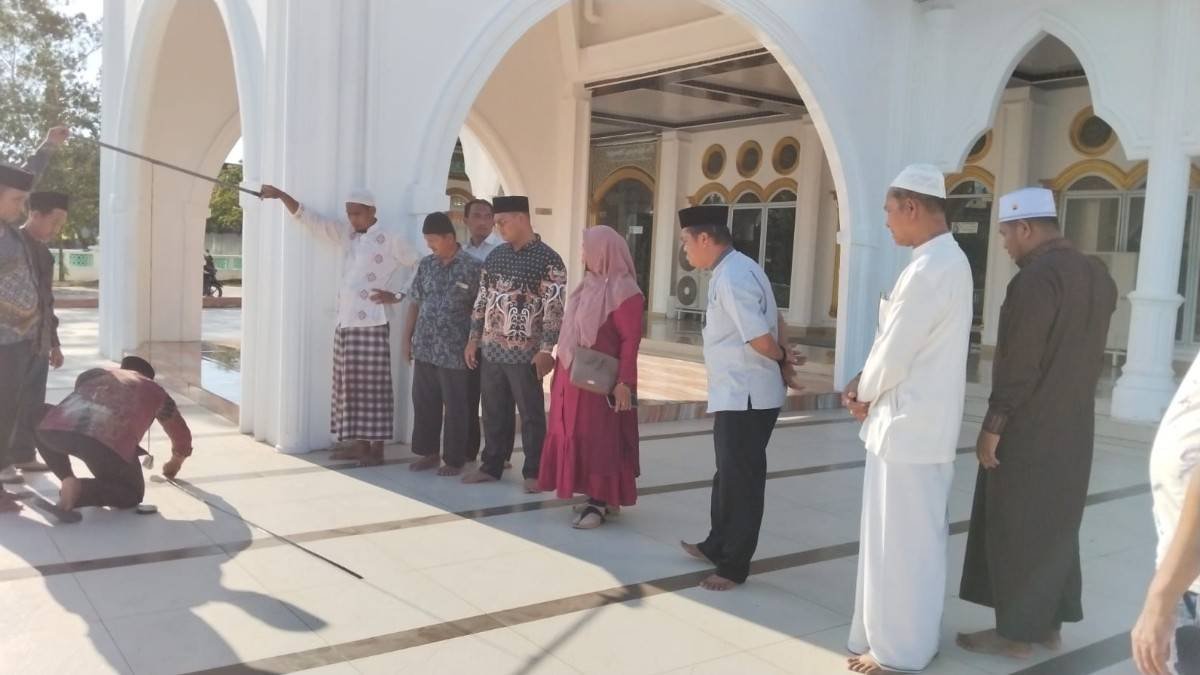 Rashadul Kiblat, KUA Bangko Kalibrasi Arah Kiblat di Masjid Al-Ikhlas Bagan Siapiapi
