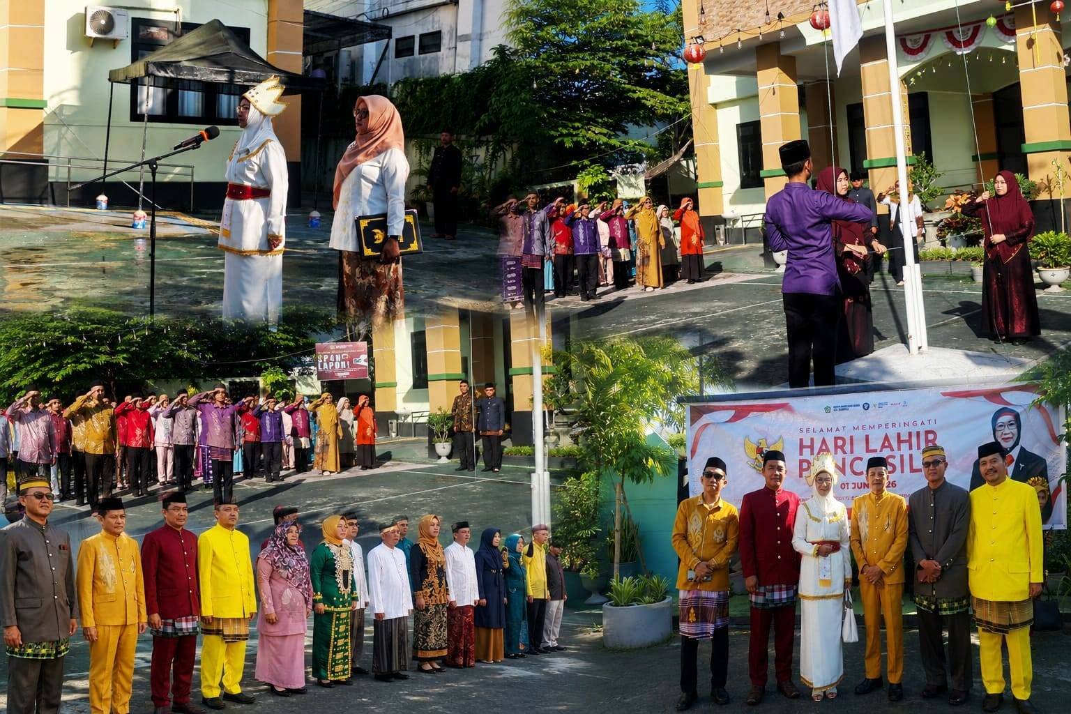 Pancasila Pemersatu, Nusantara Pengikat : Kepala KUA Kota Tengah Kenakan Busana Nusantara, Peringati Lahir Pancasila di Halaman Kemenag Kota Gorontalo