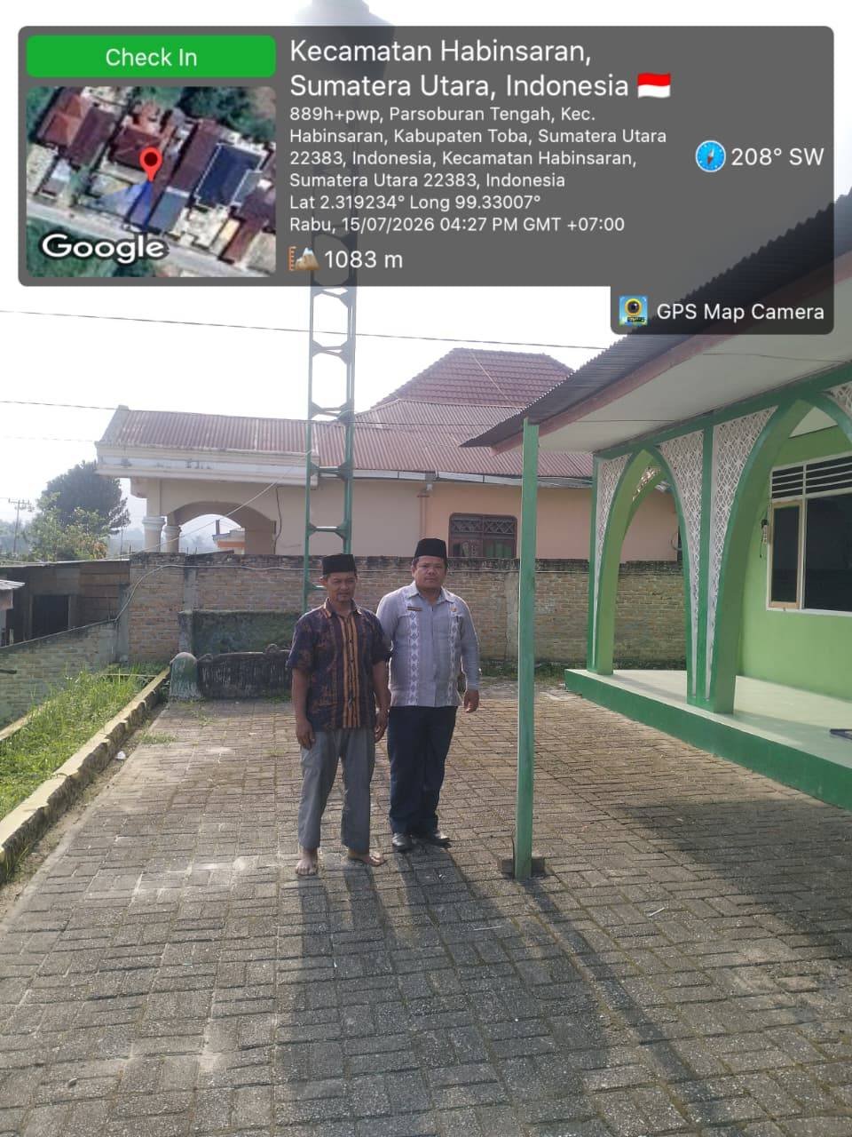 KUA Habinsaran Gelar  Rashdul Kiblat   Fenomena Matahari di Atas Ka'bah di Masjid Al-Irsyad Parsobuan Tengah.