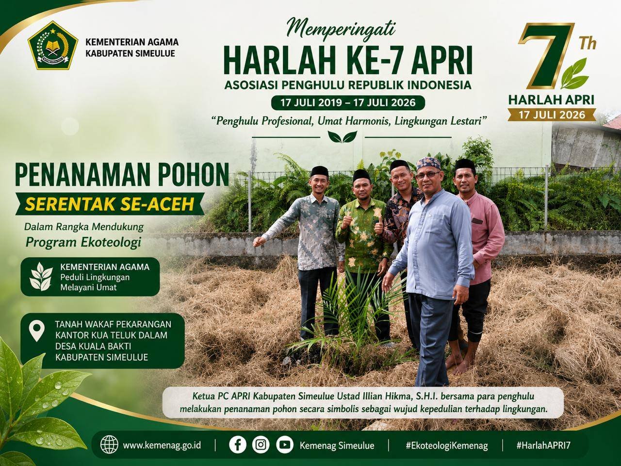 Sehari Usai Dilantik, Ketua APRI Simeulue Langsung Pimpin Aksi Tanam Pohon Sambut Harlah ke-7 APRI