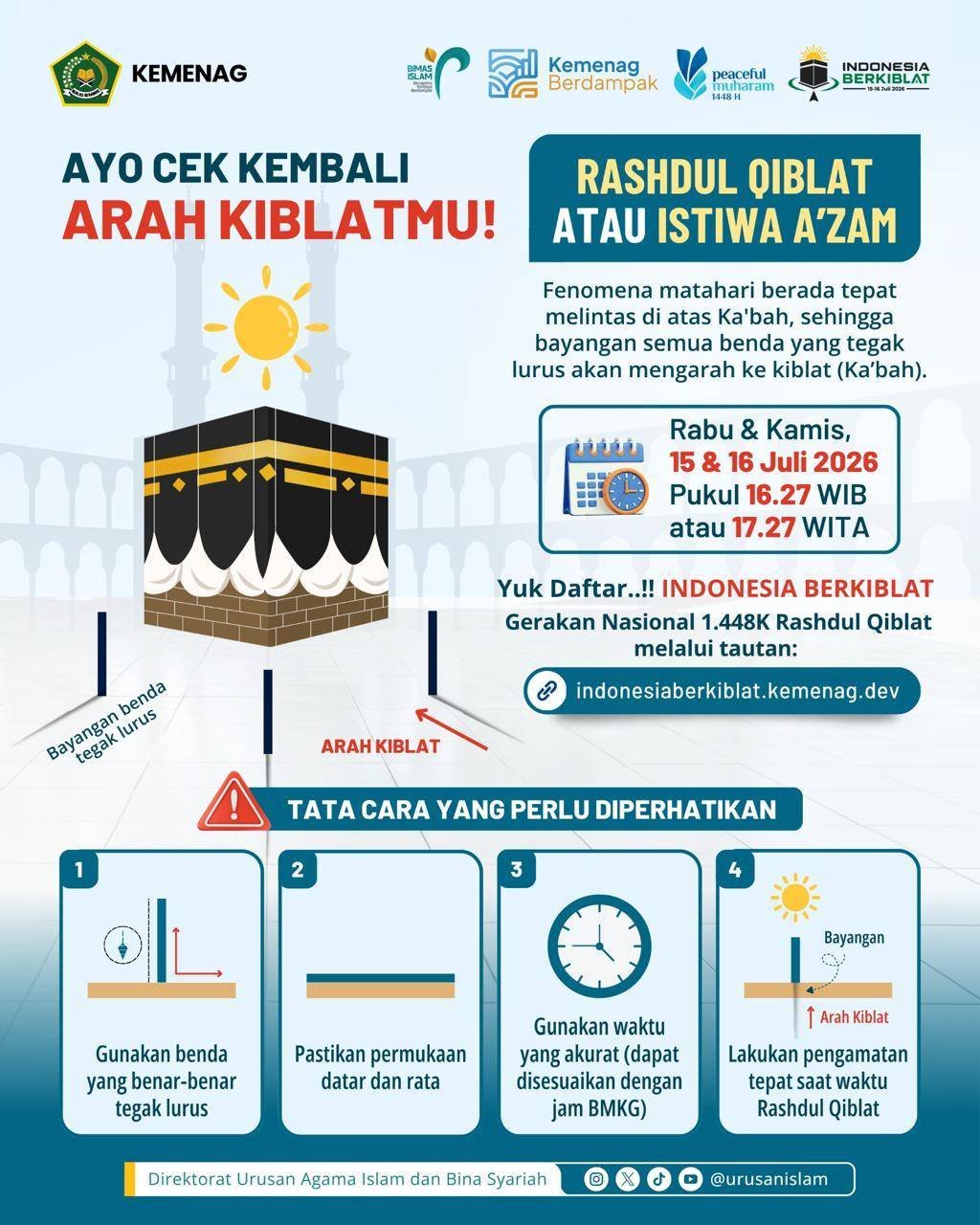 Kepala KUA Kec. Kulawi dan Staff Memantau Pelaksanaan Rashdul Kiblat Di Masjid dan Mushalla Se- Kecamatan Kulawi