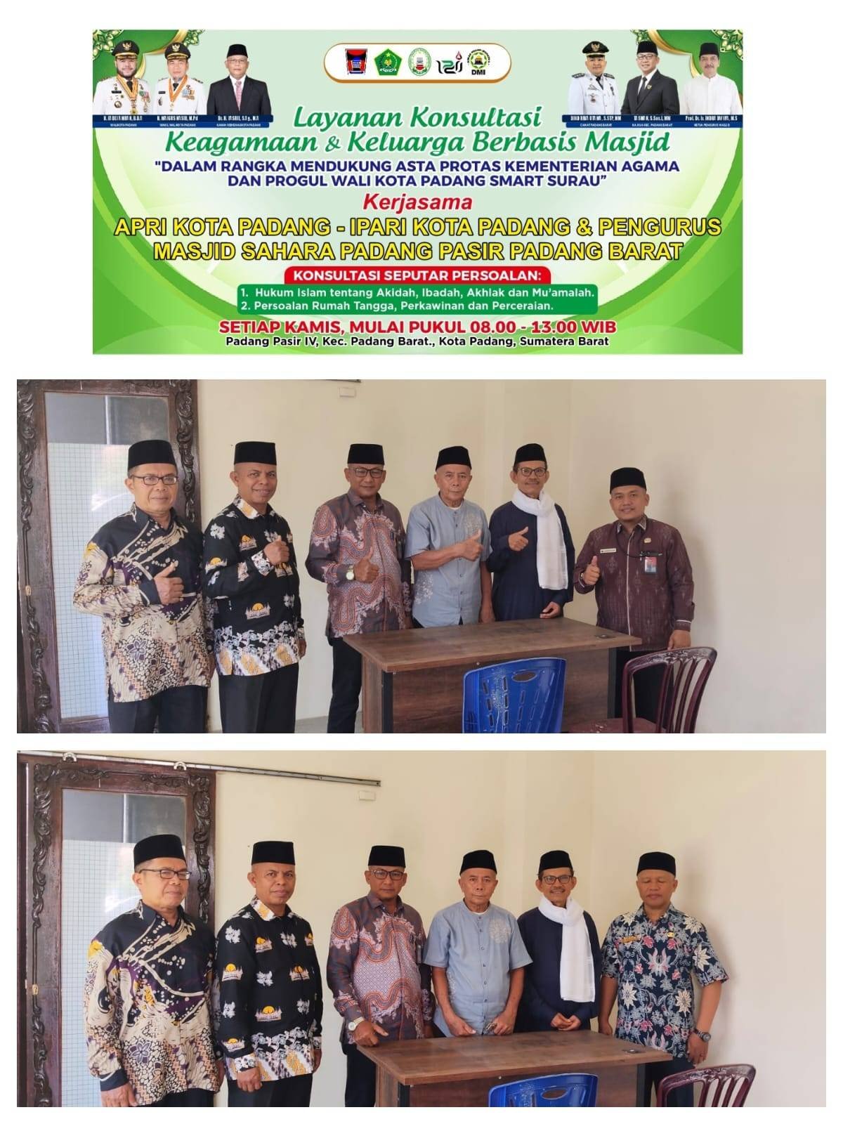 KUA Padang Barat Bersama APRI Dan IPARI Berikan Layanan Konsultasi KeAgamaan dan Keluarga setiap Kamis Di Masjid Sahara Kota Padang