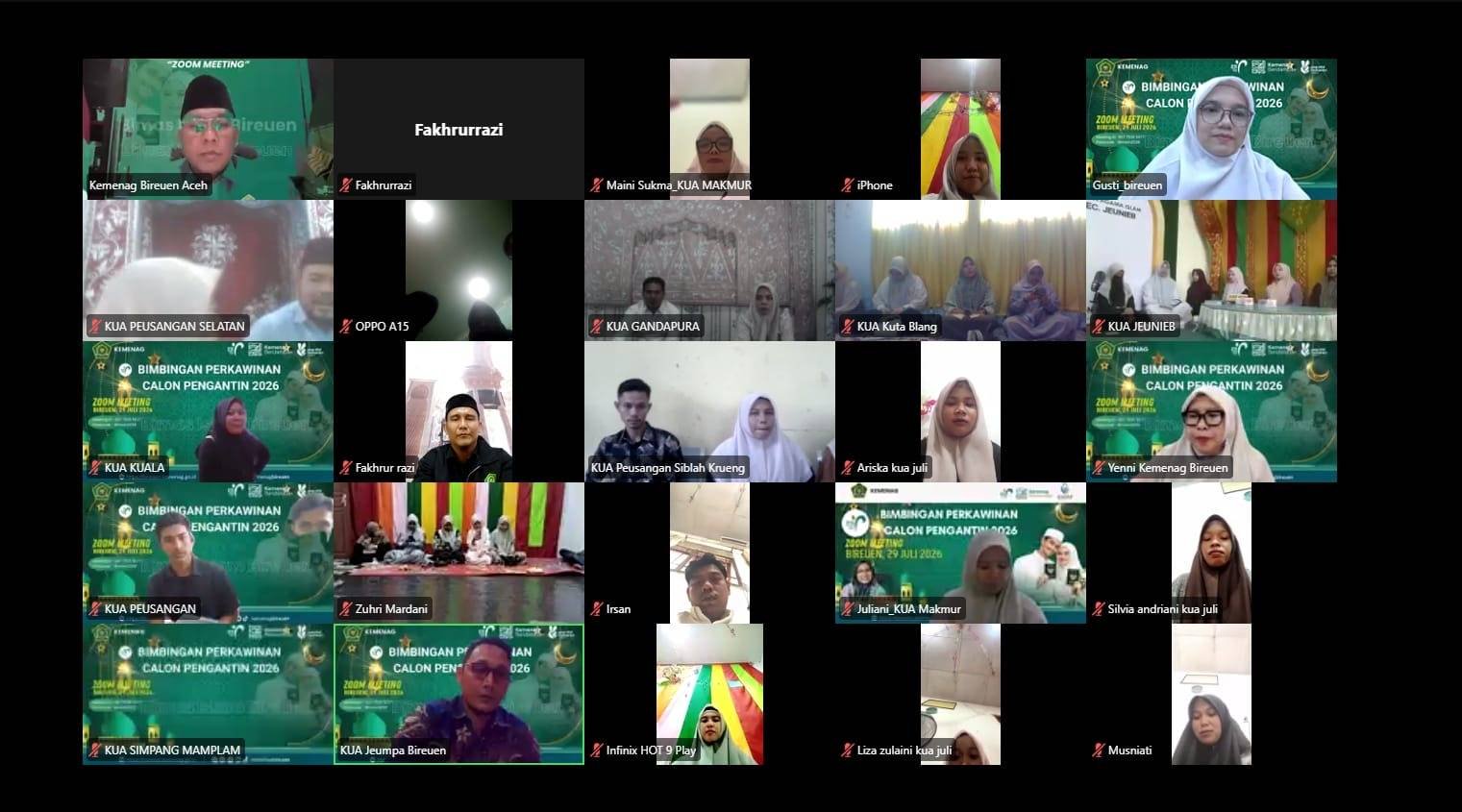 Perkuat Kesiapan Calon Pengantin, Kemenag Bireuen Gelar Bimwin Secara Daring