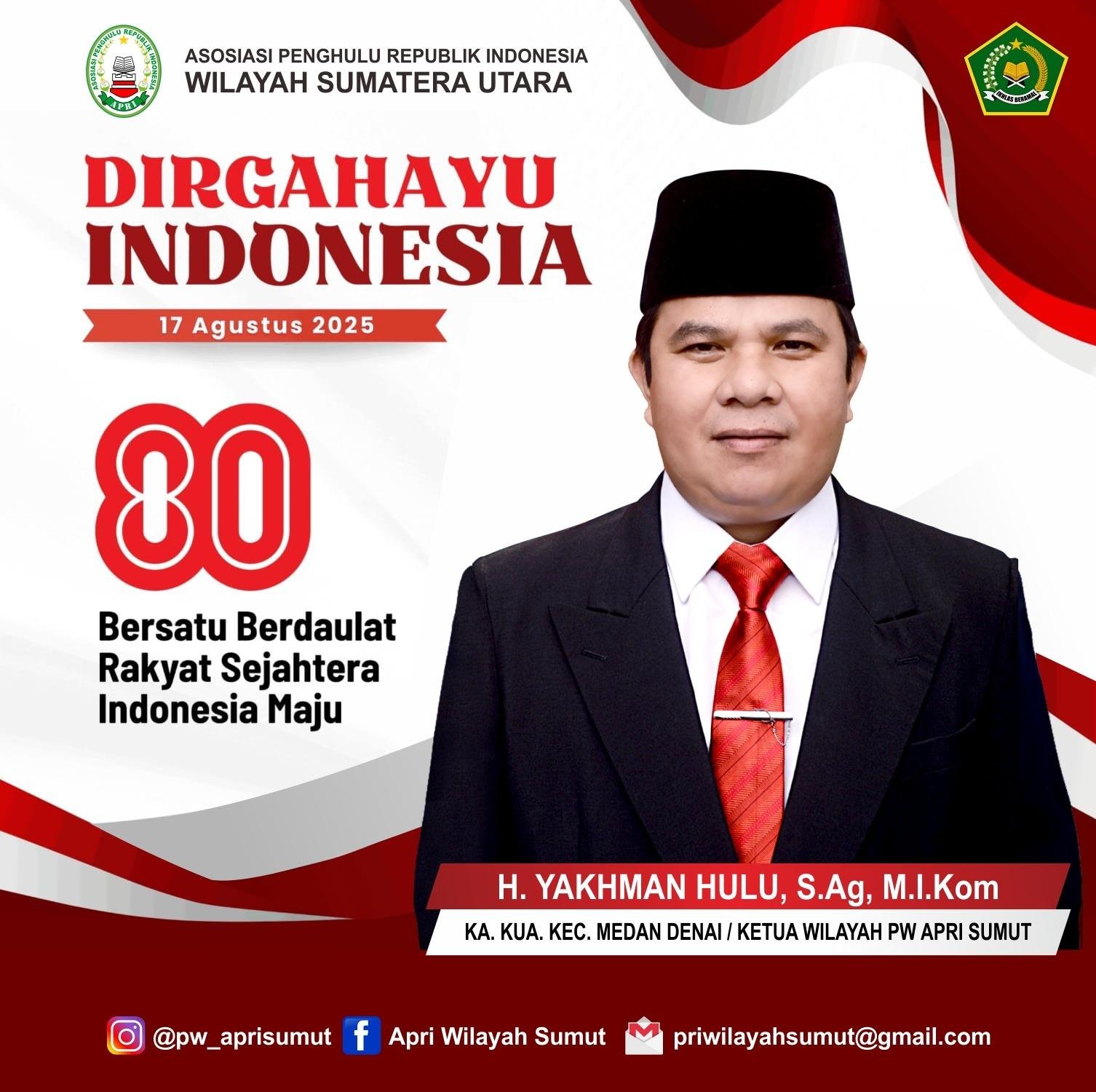 Peringatan HUT ke-80 RI, APRI Sumut Berkomitmen Tingkatkan Layanan Keagamaan