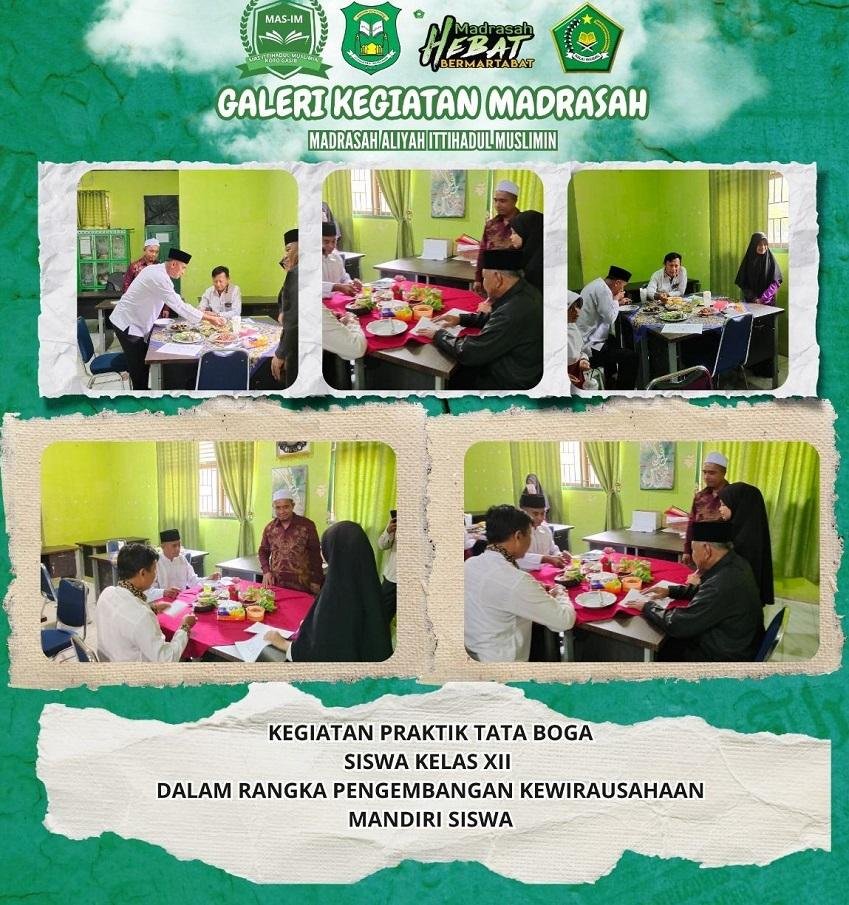 Ka. KUA Kota Gasib Dinobatkan Sebagai Tim Penilai Eksternal Praktek Tata Boga Santri Akhir Ponpes Ittihadul Muslimin.