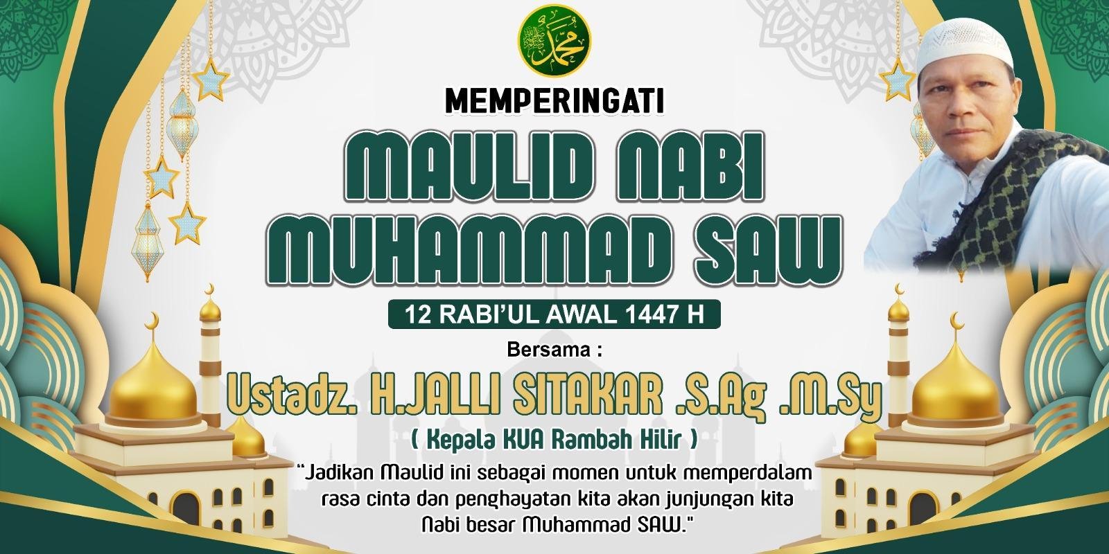 Kepala KUA Rambah Hilir Sampaikan Ceramah Peringatan Maulid Nabi di Desa Pasir Utama