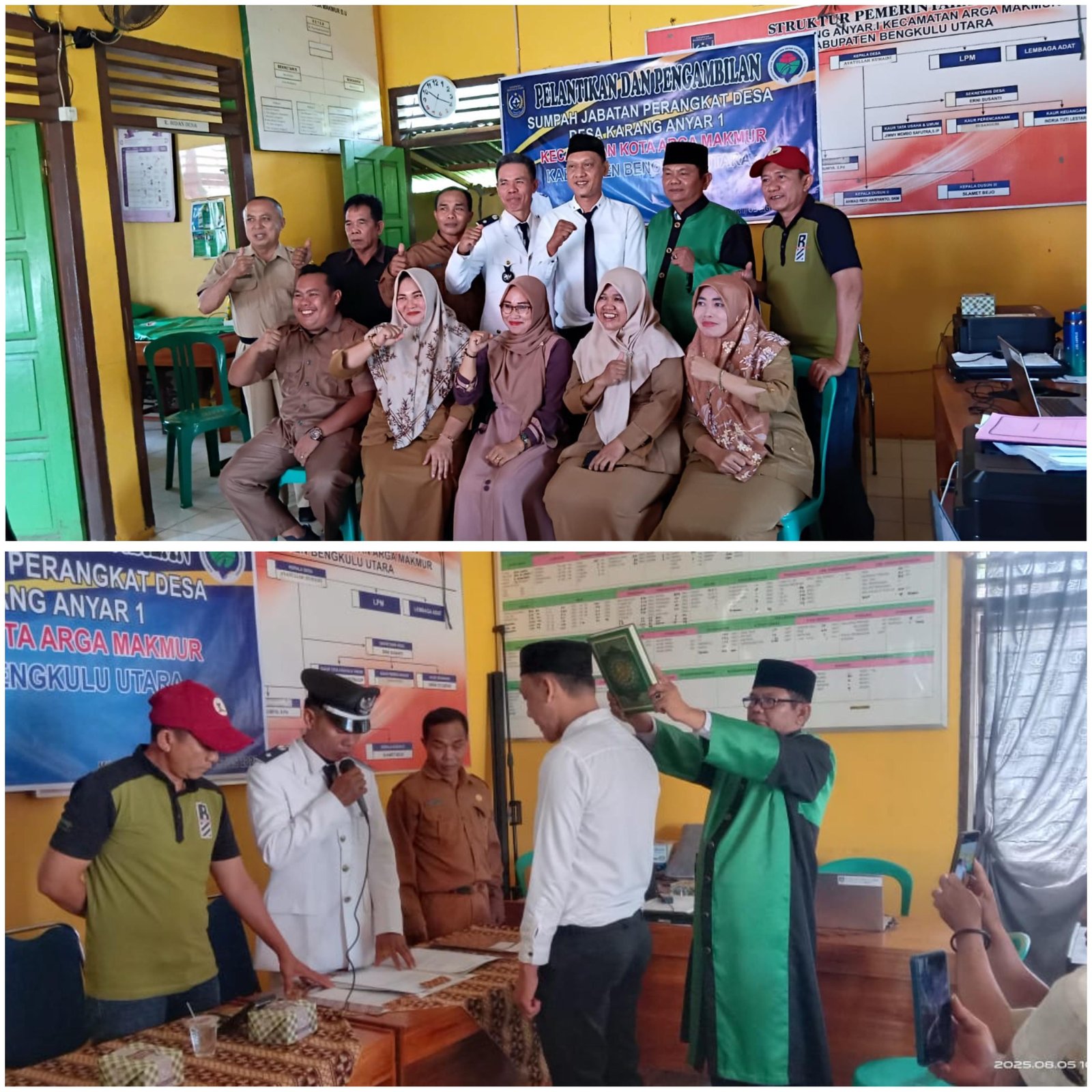 Kepala KUA Kota Arga Makmur Rohaniawan Pelantikan Kepala Dusun I Desa Karang Anyar I