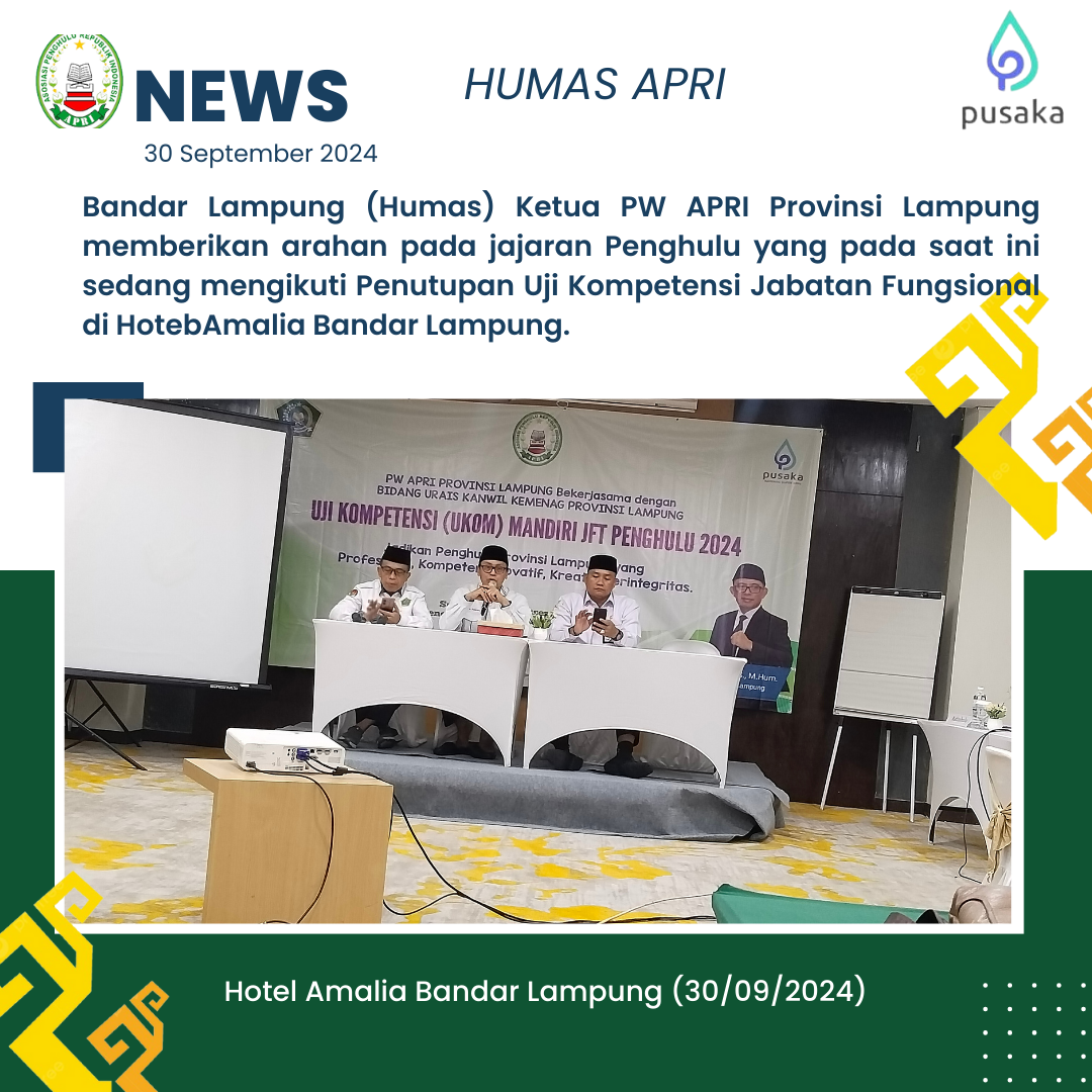 Ketua PW APRI Provinsi Lampung Berikan Pengarahan pada para Penghulu jelang Penutupan Uji Kompetensi
