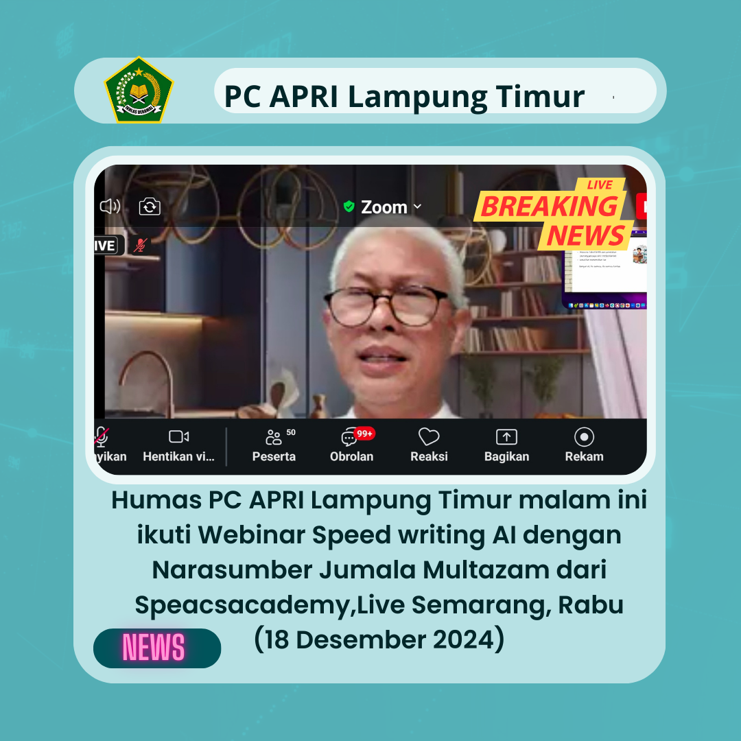 Humas PC APRI Lampung Timur Ikuti Webinar Speed Writing Angkatan 19