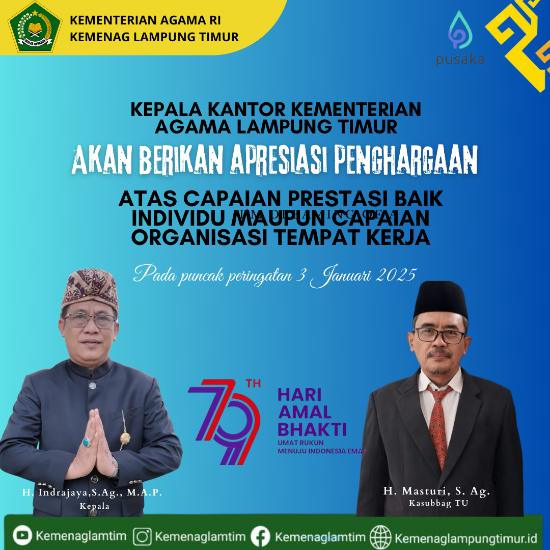 79 Tahun Melayani Umat: Kemenag Lampung Timur Siapkan Penghargaan Istimewa untuk Aparatur Berprestasi 