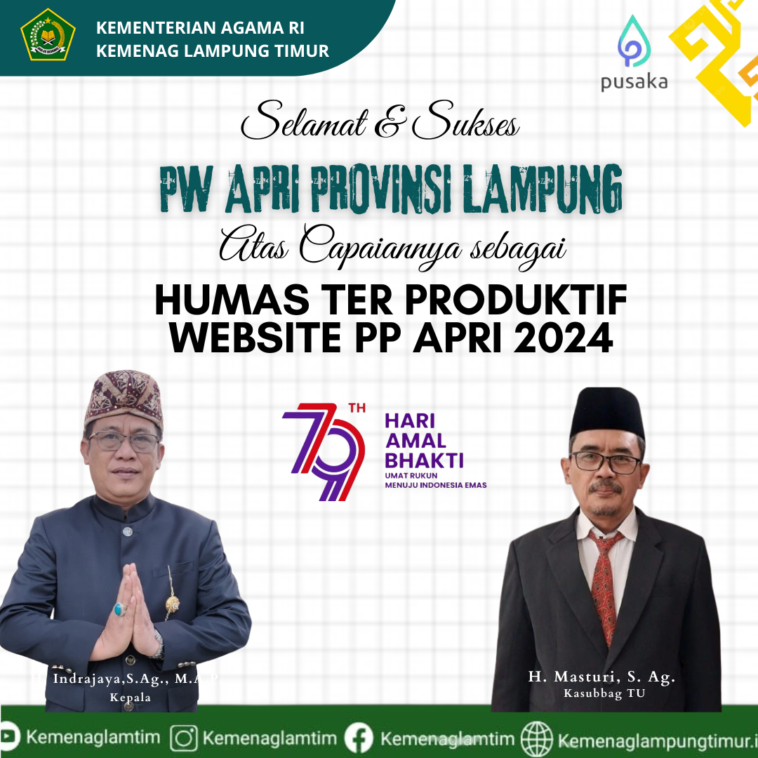 Kepala Kemenag Lampung Timur Apresiasi PW APRI Lampung atas Capaian Kontributor Website Terproduktif 2024  