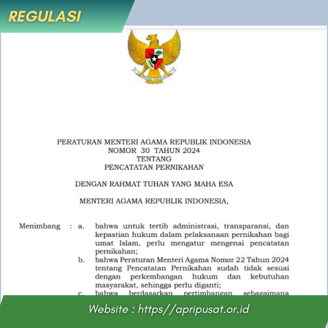 PERATURAN MENTERI AGAMA REPUBLIK INDONESIA NOMOR 30 TAHUN 2024 TENTANG
