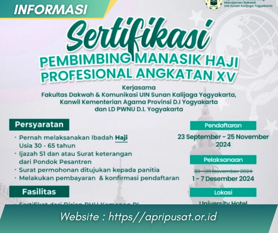 SERTIFIKASI PEMBIMBING MANASIK HAJI PROFESIONAL ANGKATAN XV