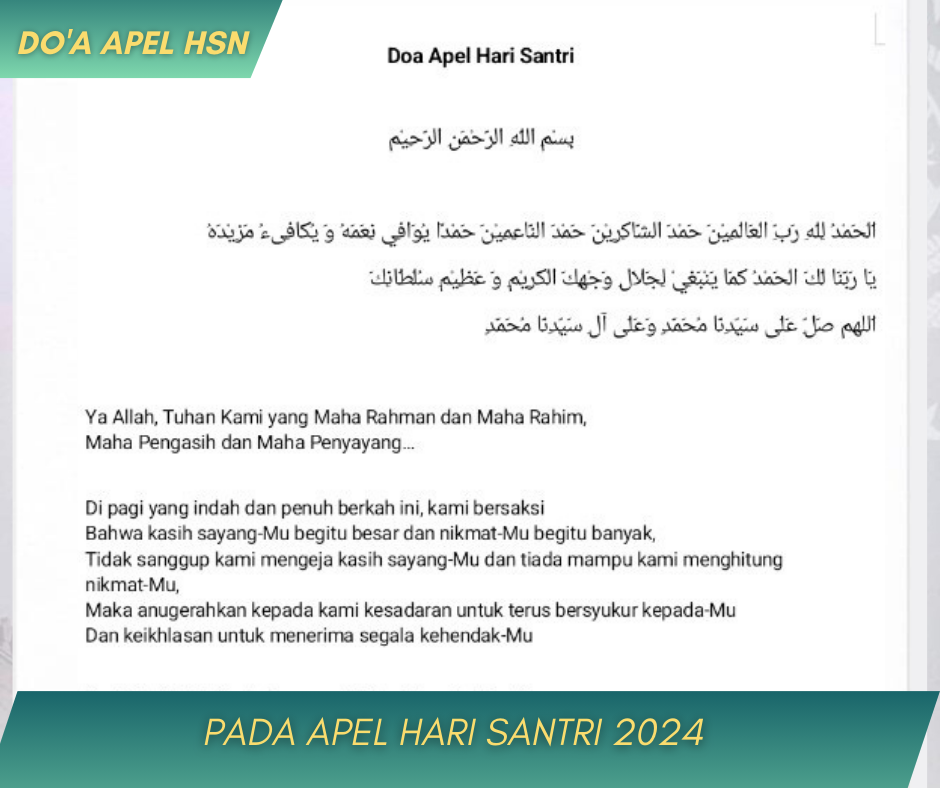 TEKS DO'A APEL HARI SANTRI NASIONAL TAHUN 2024