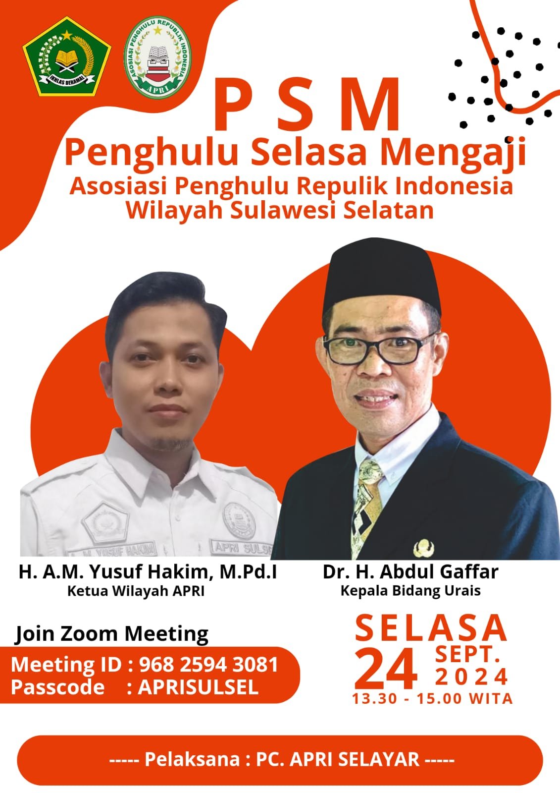 TINGKATKAN KOMPETENSI PENGHULU, PW APRI SULSEL GELAR KEGIATAN PENGHULU SELASA MENGAJI (PSM) 