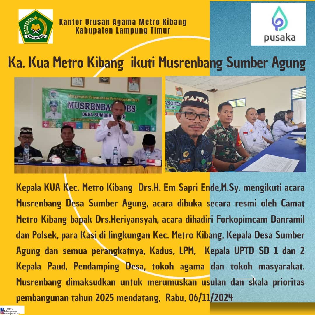 Kepala KUA Metro Kibang hadiri musrenbang