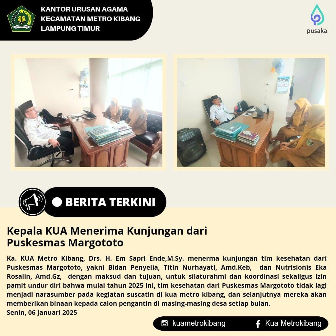 Kolaborasi Sehat: KUA Metro Kibang dan Puskesmas Margototo Bersatu Tingkatkan Kesejahteraan Masyarakat