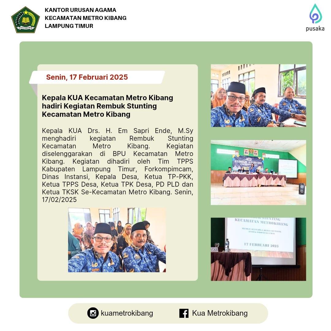 Kepala KUA Metro Kibang Hadiri Rembuk Stunting untuk Percepatan Penurunan Stunting
