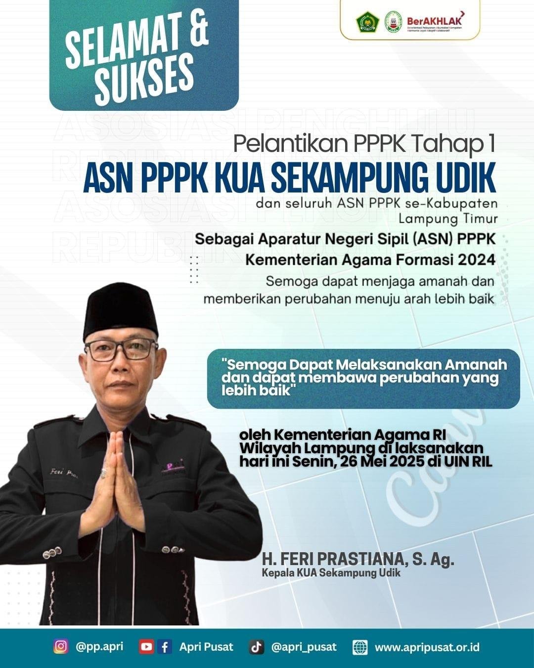 Kepala KUA Sekampung Udik Ucapkan Selamat kepada PPPK yang Dilantik di UIN Raden Intan Lampung