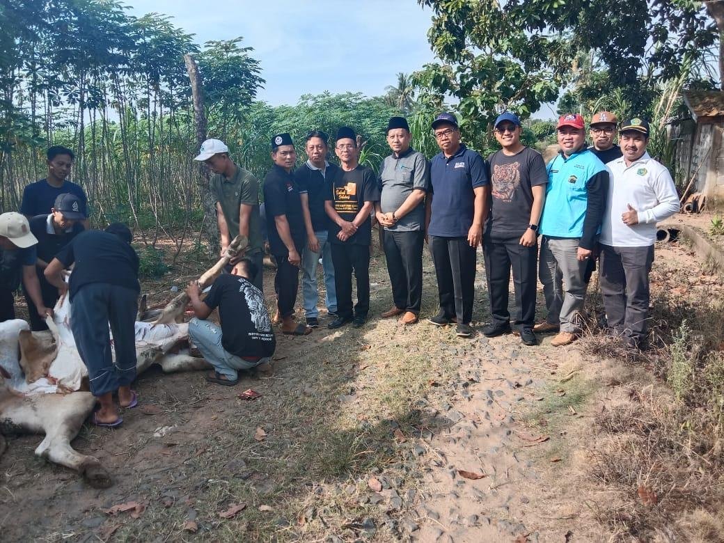 Tiga Hewan Kurban Disembelih di KUA Way Bungur, Kegiatan Kolaborasi Pokjaluh dan BSI