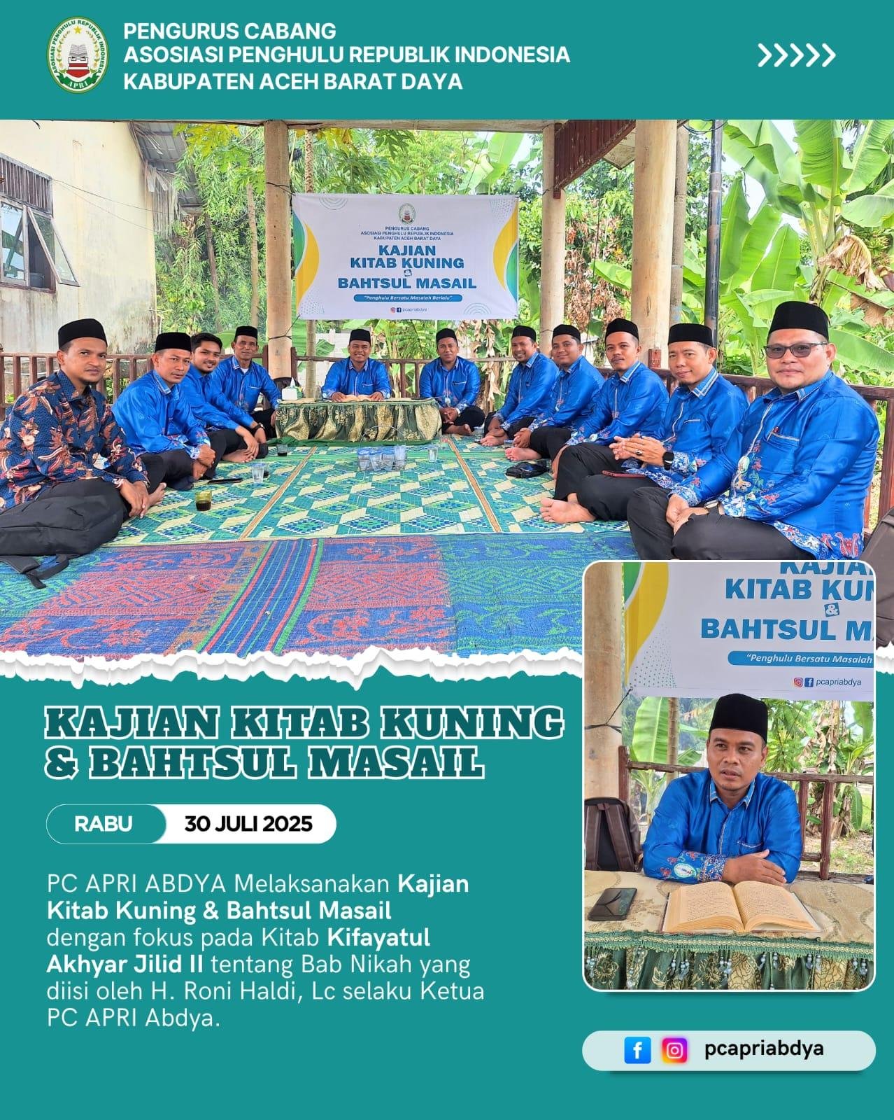 Perdana, PC APRI Abdya Ngaji Kitab Kuning