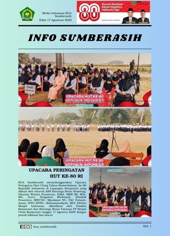 KUA Sumberasih gelar upacara bersama keluarga besar kemenag di lapangan banjarsari