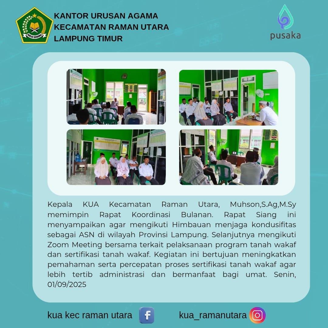 KUA Raman Utara Gelar Rapat Koordinasi dan Ajak Jaga Kondusifitas