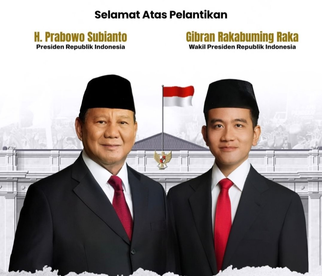 SELAMAT ATAS PELANTIKAN PRESIDEN DAN WAKIL PRESIDEN REPUBLIK INDONESIA 2024-2029