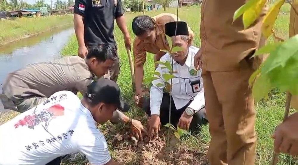 KUA Pekaitan Ikut Andil Sukseskan Gerakan Penanaman 1 Juta Pohon Matoa, Penanaman Dilakukan di Dua Titik Lokasi